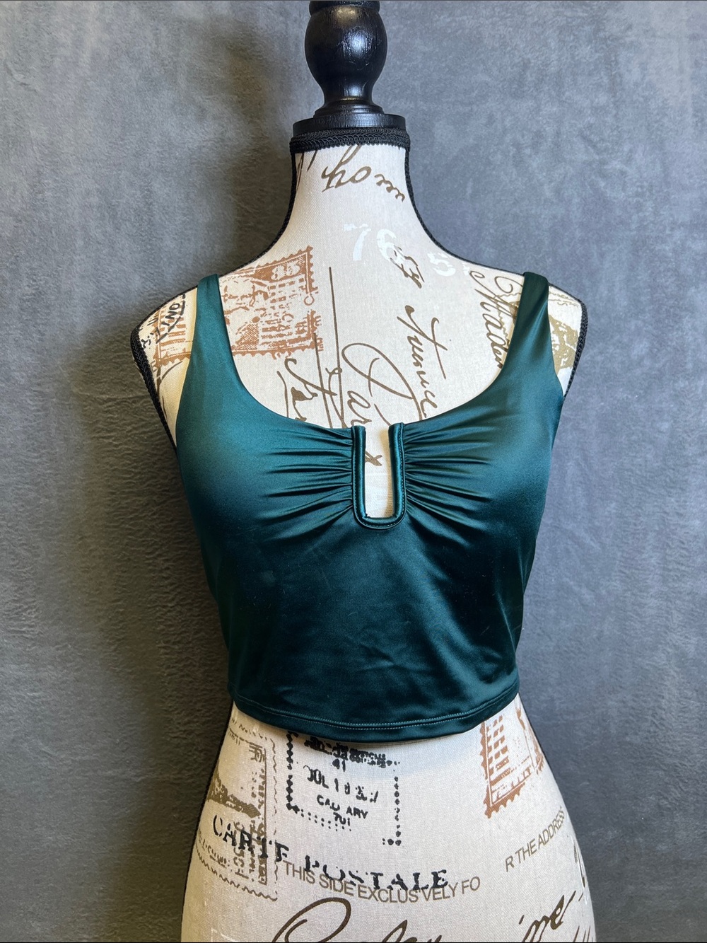 Calia Teal Scoop-Neck Bikini Crop with Front Keyhole